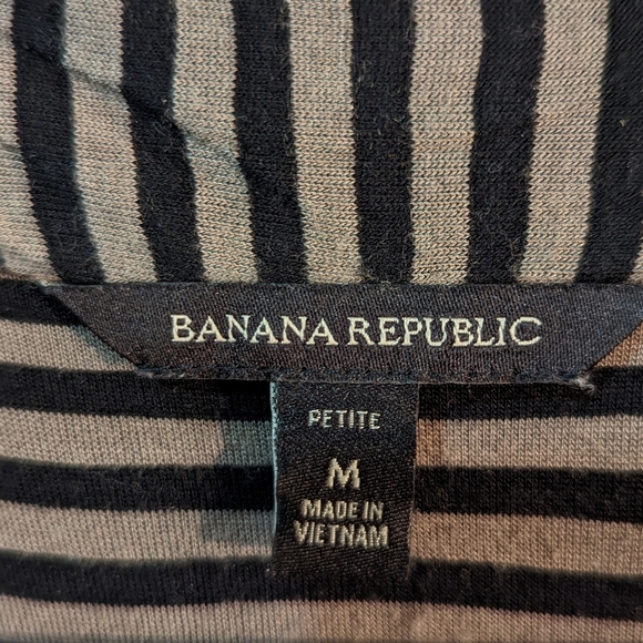 Banana Republic | Women's Midi Dress Short sleeve Striped | Black & Tan | Size M - Picture 2 of 8